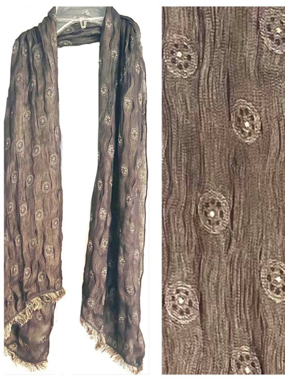 Vintage Embroidered Silk Scarf!